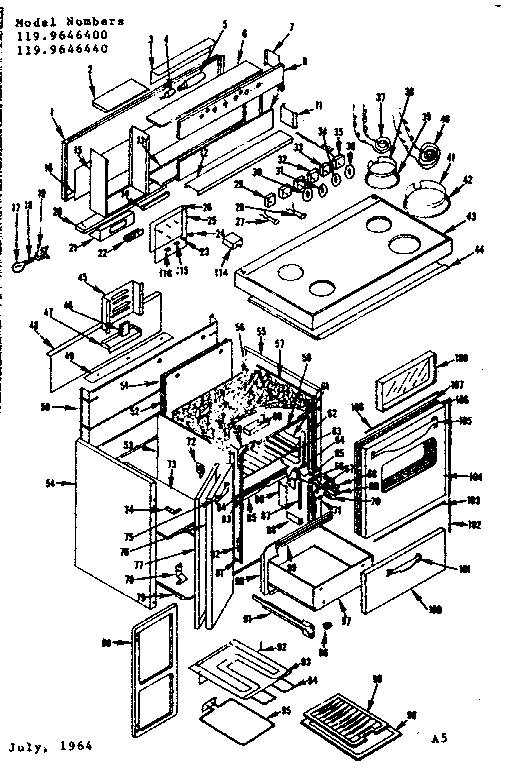 Kenmore 1199646440 body section diagram