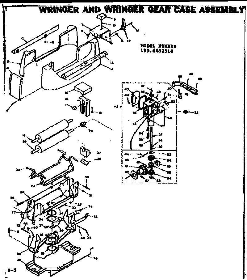 Kenmore 1106402510 wringer gear case diagram