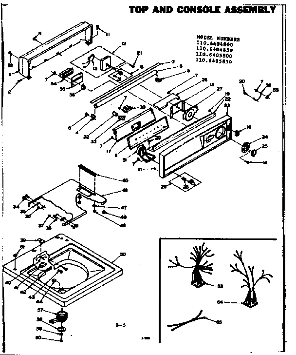 Kenmore 1106404850 top and console assembly diagram