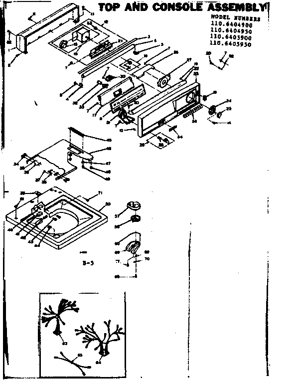 Kenmore 1106405950 top and console assembly diagram