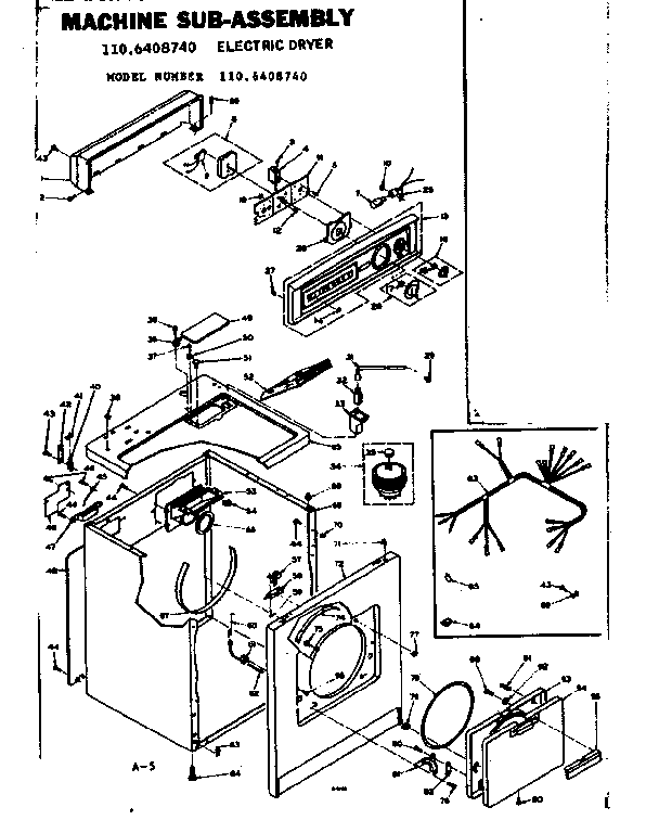 Kenmore 1106408740 machine sub-assembly electric dryer diagram