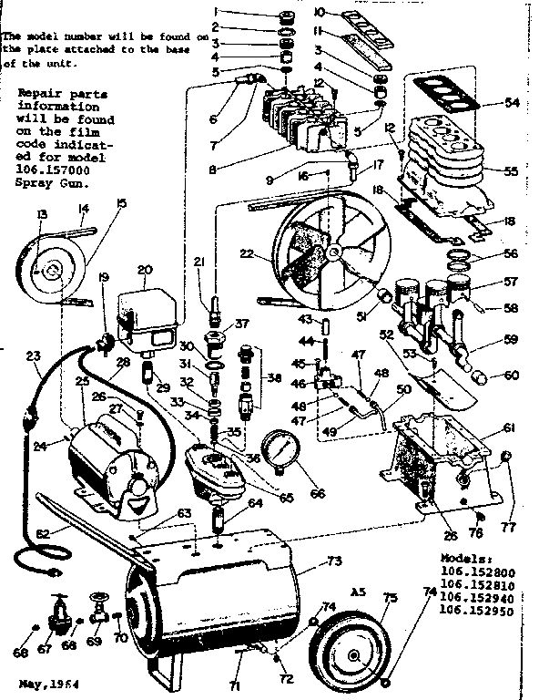 Craftsman 106152950 replacement parts diagram