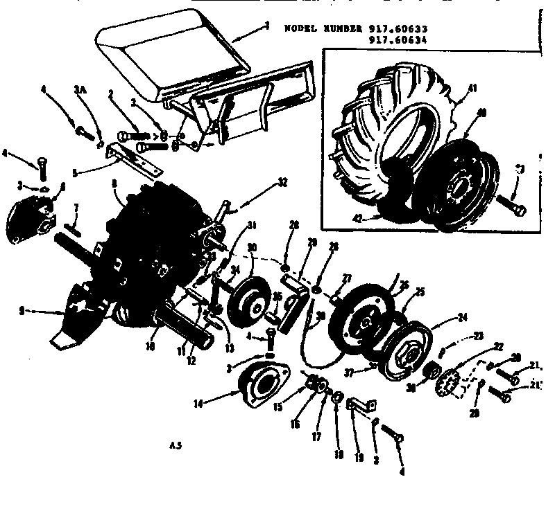 Craftsman 91760634 wheel assembly diagram