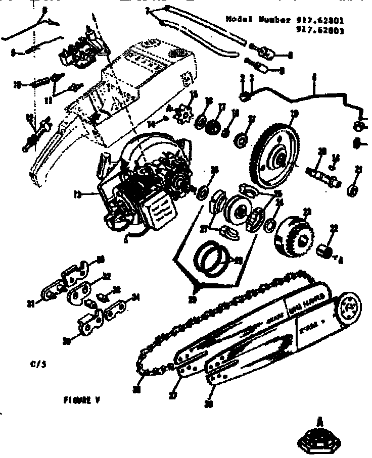 Craftsman 91762803 engine / chain and guide bar diagram