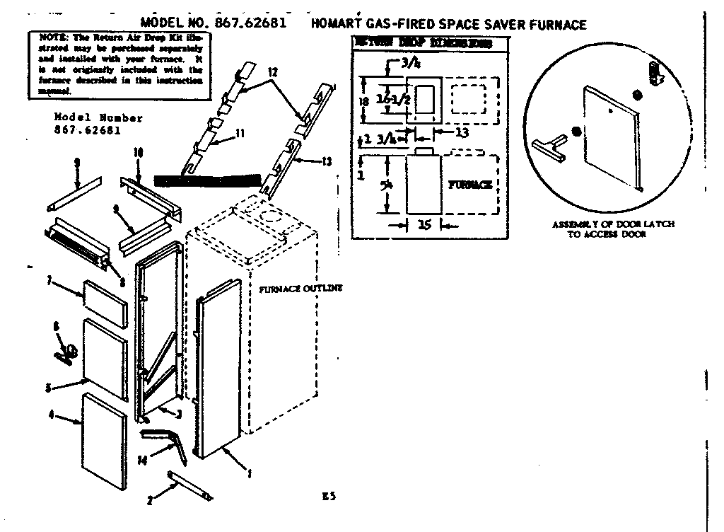 Kenmore 86762681 return air drop diagram