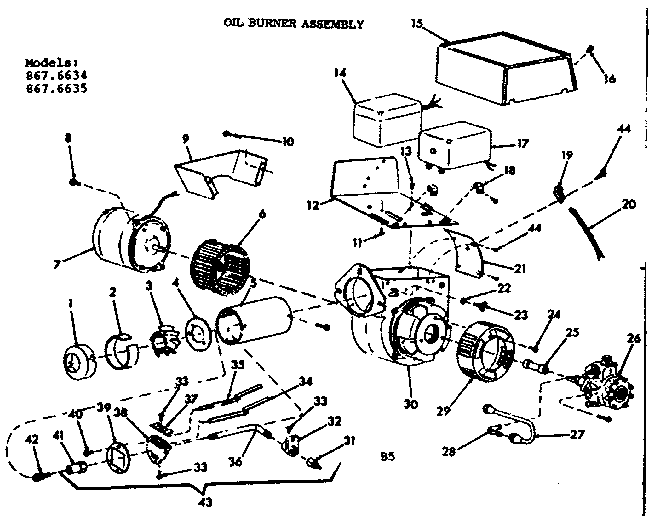 Kenmore 8676635 oil burner assembly diagram