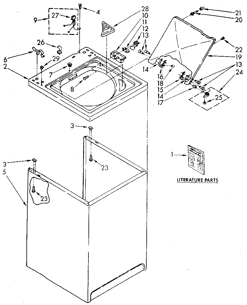 Kenmore 11082673110 top and cabinet diagram