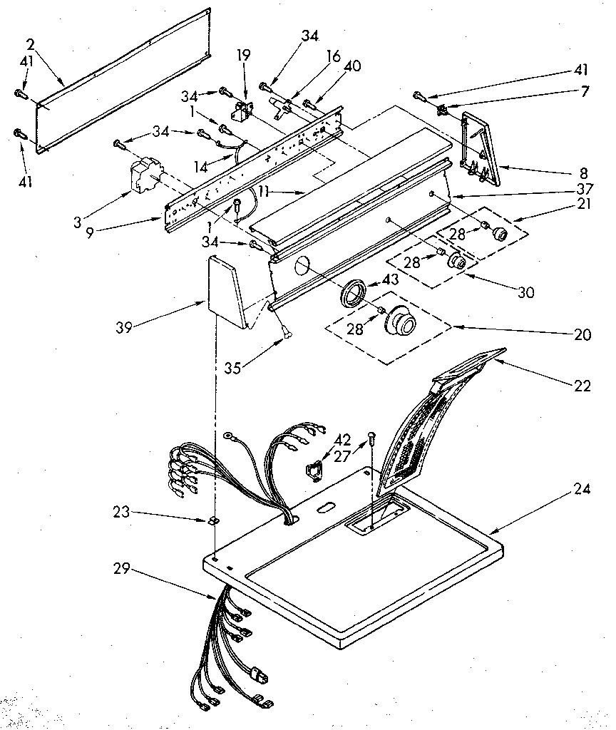 Kenmore 11087663600 top and console parts diagram