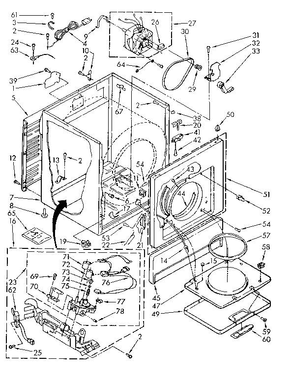 Kenmore 11087663600 cabinet parts diagram