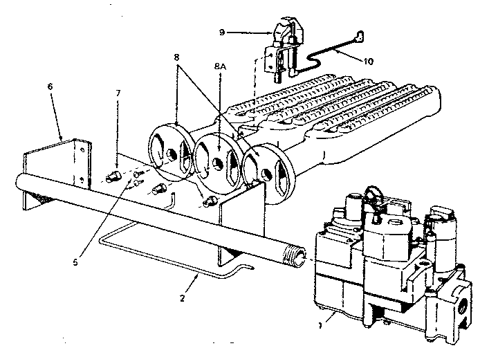 Kenmore 229965270 gas burners and manifold diagram