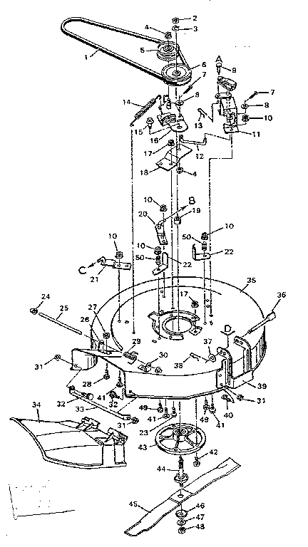 Craftsman 502255622 replacement parts blade housing suspension diagram