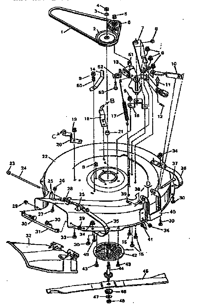 Craftsman 502255633 replacement parts blade housing diagram