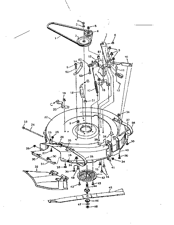 Craftsman 502255653 replacement parts blade housing diagram