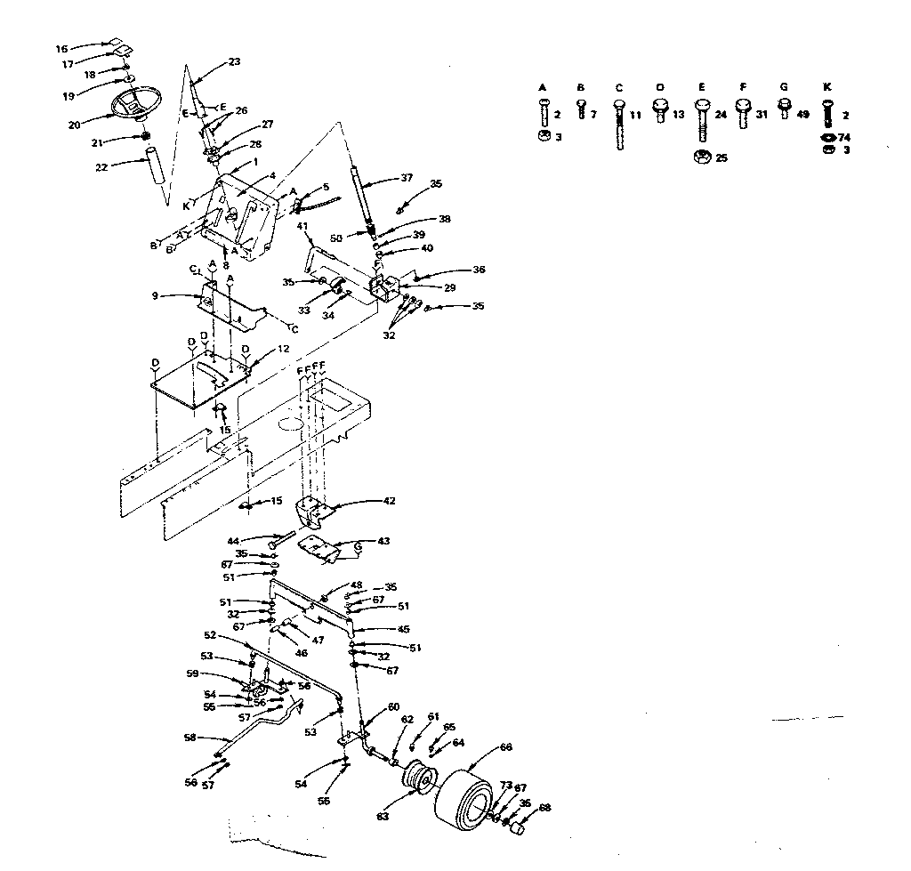 Craftsman 917254270 steering and front axle diagram