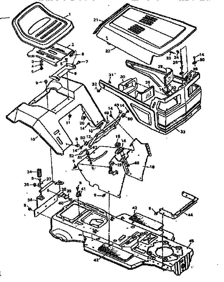 Craftsman 502255713 replacement parts chassis & hood diagram