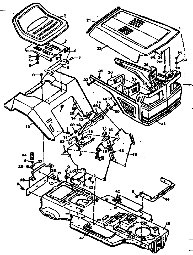Craftsman 502255780 replacement parts chassis & hood diagram