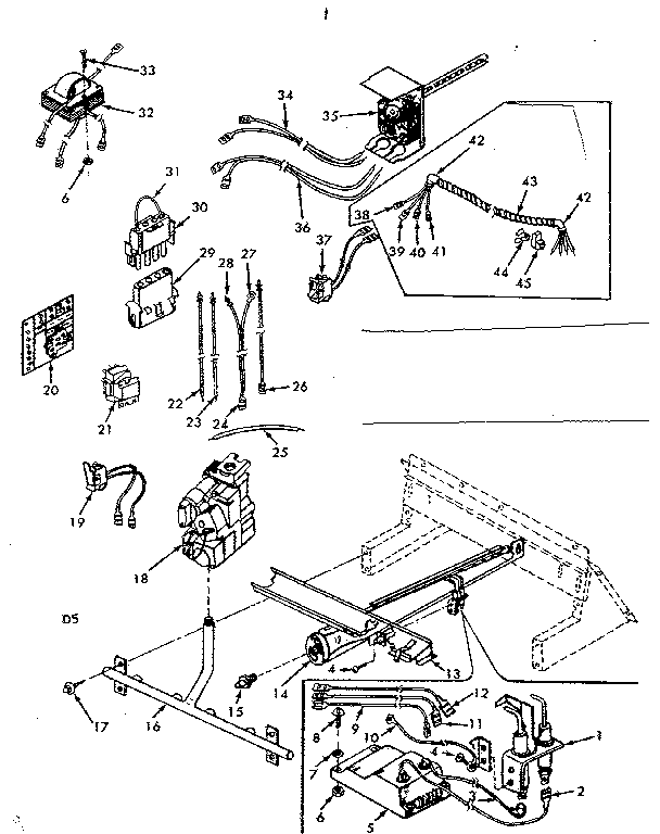 Kenmore 867763344 gas burners and manifold diagram