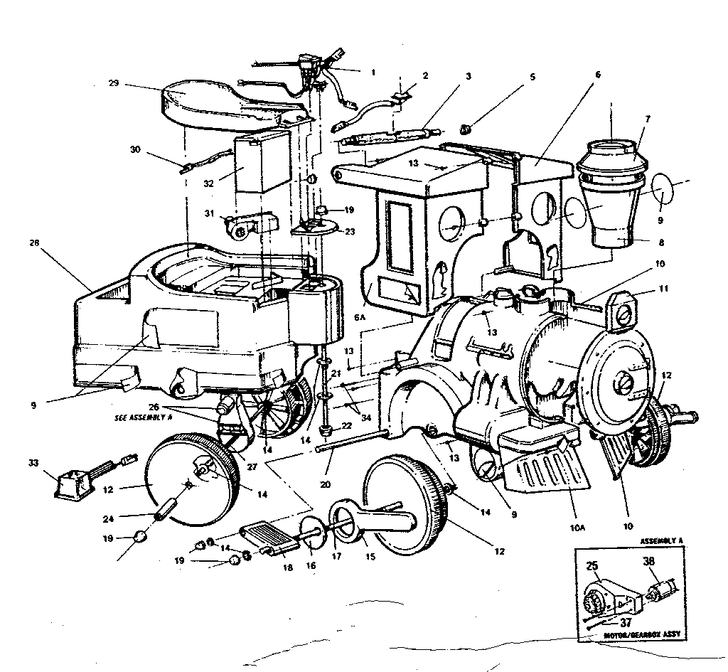 Power Wheels 7282 replacement parts diagram