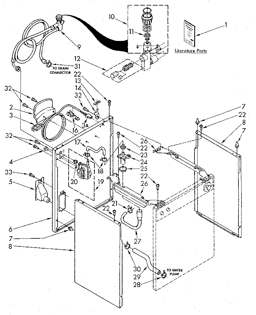 Kenmore 11084671800 rear and side panel diagram