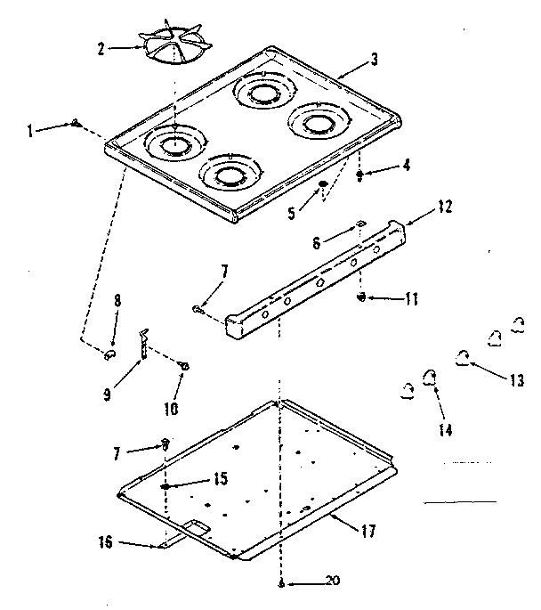 Kenmore 9116138511 main top section diagram
