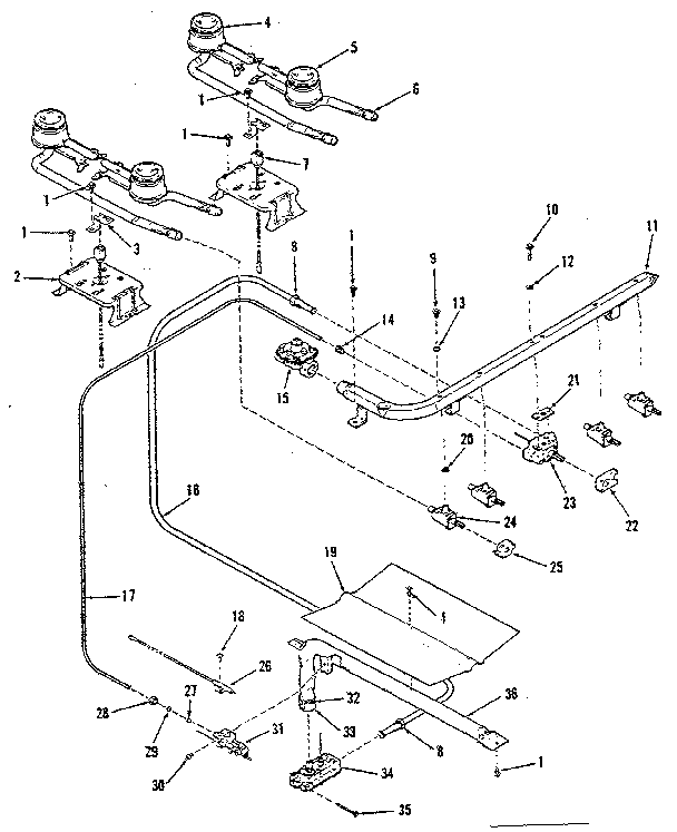 Kenmore 9116138511 burner section diagram