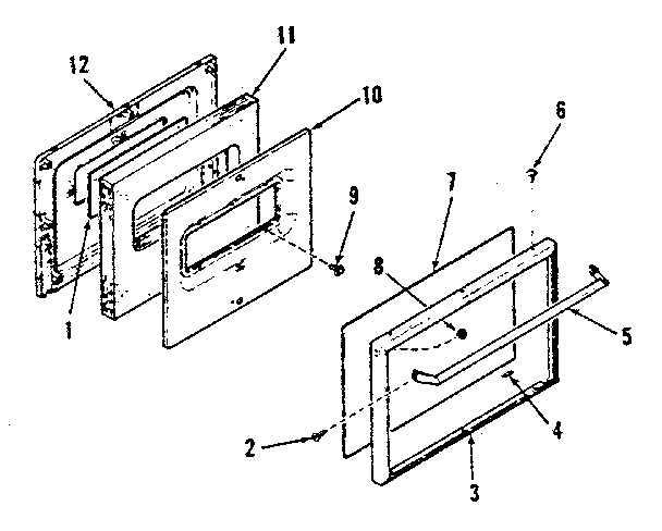 Kenmore 9116138511 oven door section 911.6158511, 911.6178511 diagram