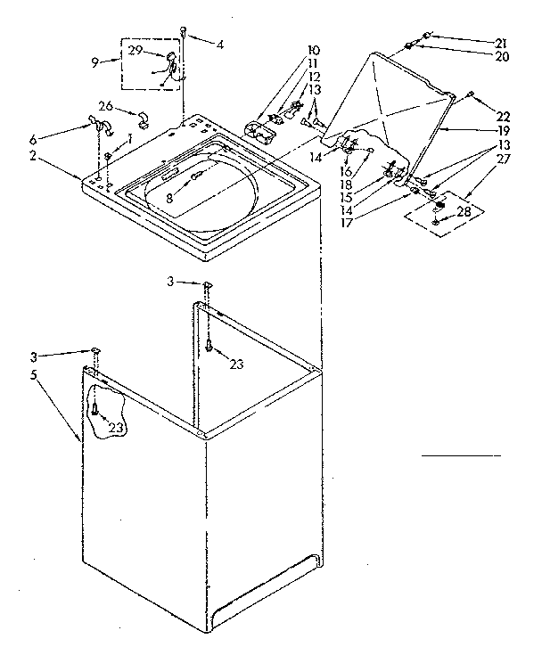 Kenmore 11081310140 top and cabinet parts diagram
