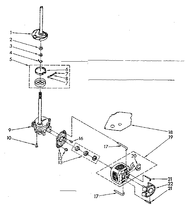 Kenmore 11081310140 brake, clutch, gearcase, motor and pump parts diagram