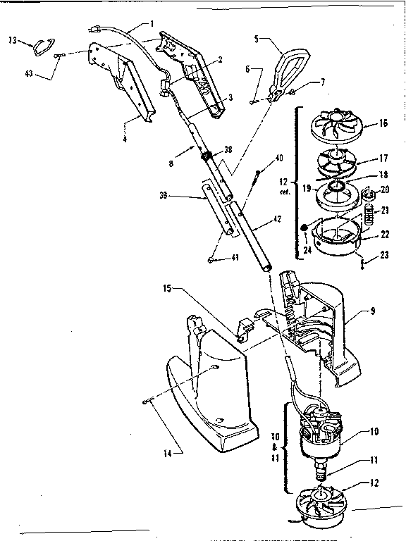 Craftsman 257798201 drive shaft and cutter head assembly diagram