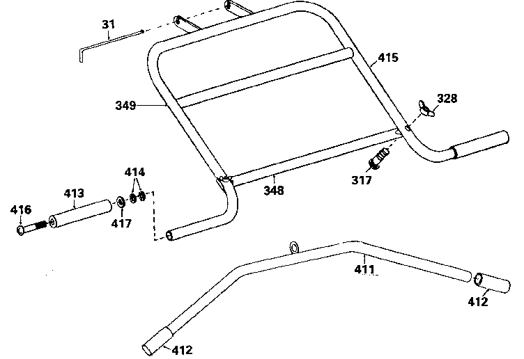 Lifestyler 15638-EXERCISE BENCH handlebar assembly diagram