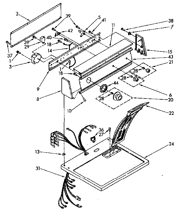 Kenmore 11087671300 top and console diagram