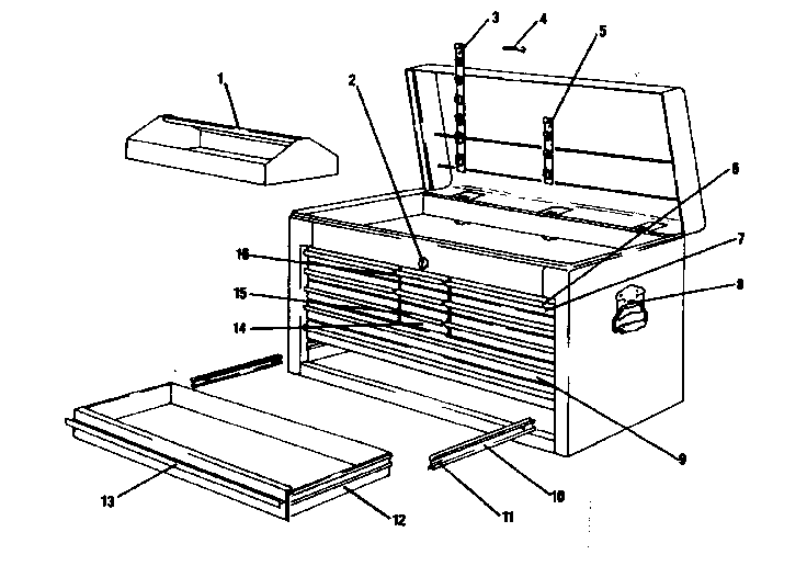 Craftsman 706652590 drawer chest with tote tray diagram