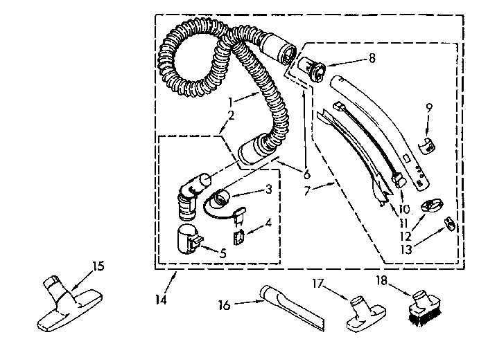 Kenmore 1162639580 hose and attachment diagram