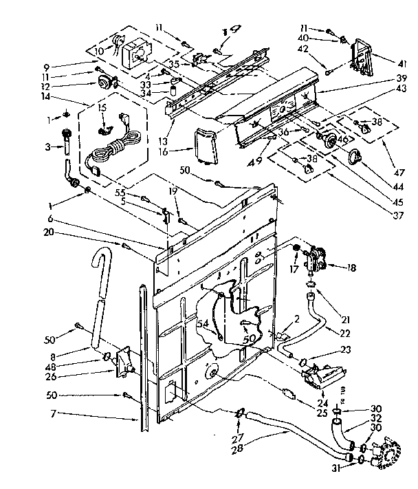 Kenmore 11081361350 controls and rear panel diagram