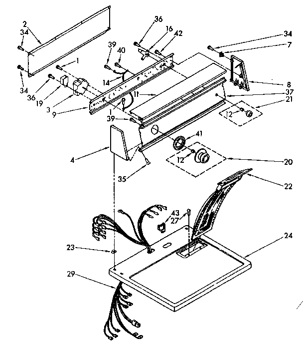 Kenmore 11087661300 top and console diagram