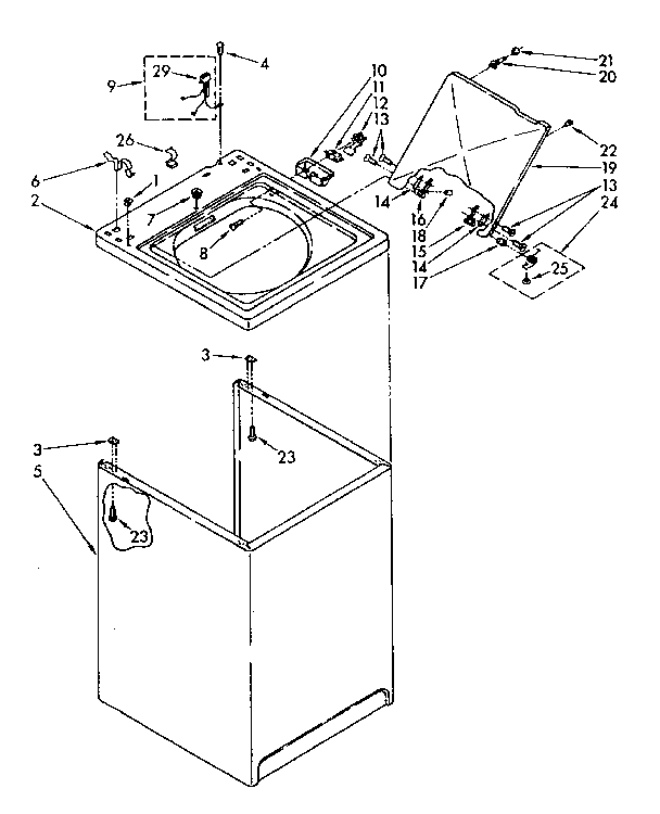 Kenmore 11081362450 top and cabinet diagram