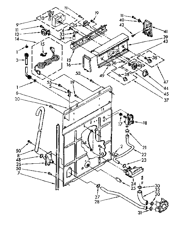 Kenmore 11081362450 controls and rear panel diagram