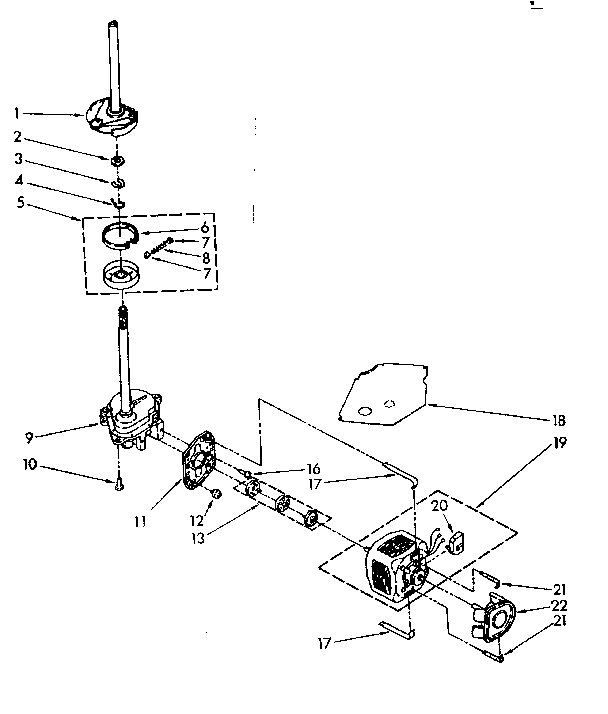 Kenmore 11081362450 brake, clutch, gearcase, motor and pump diagram