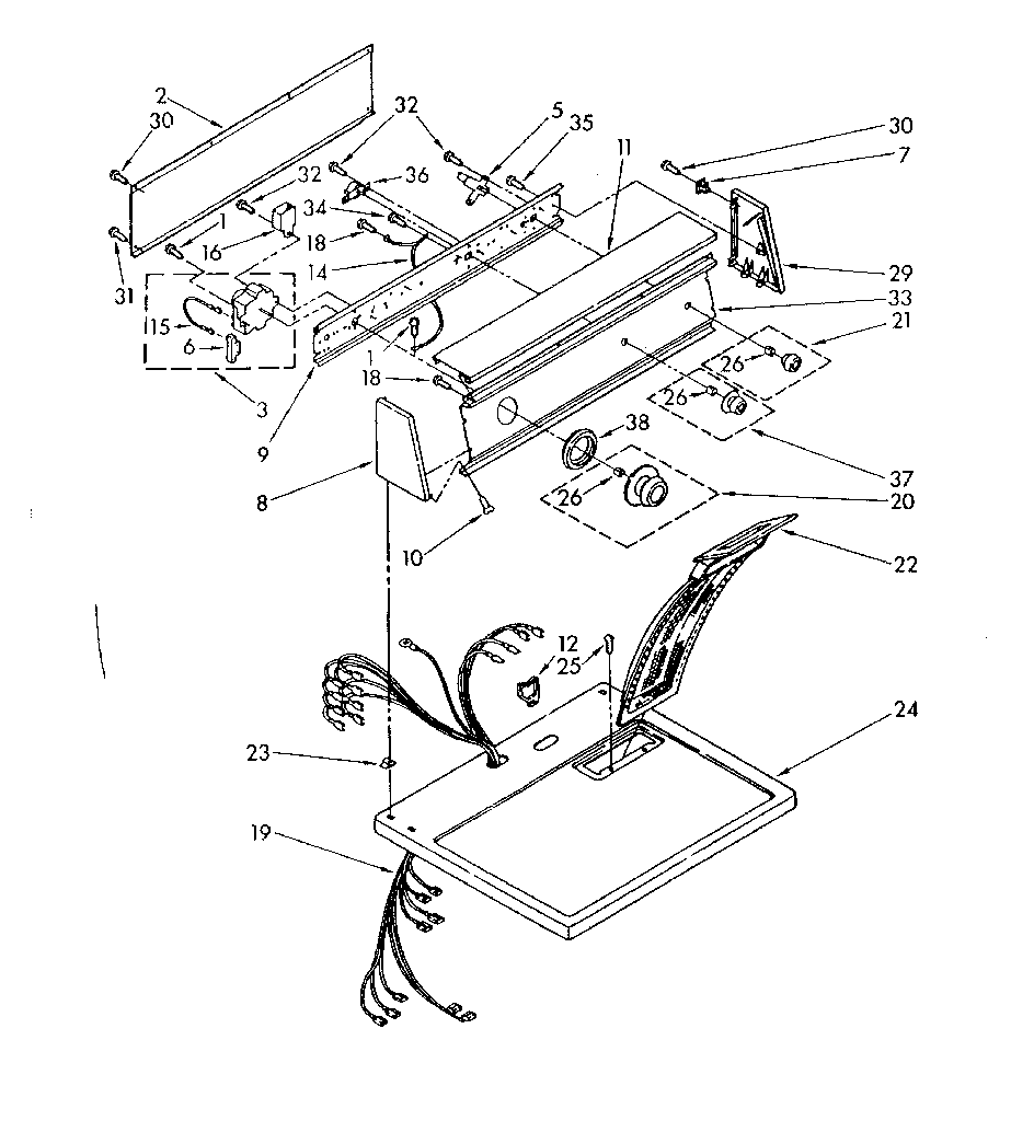 Kenmore 11086671100 top and console diagram