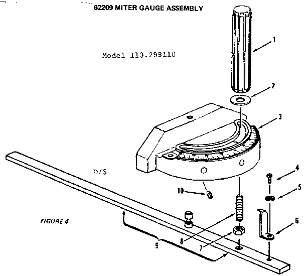 Craftsman 113299110 62209 miter gauge assembly diagram