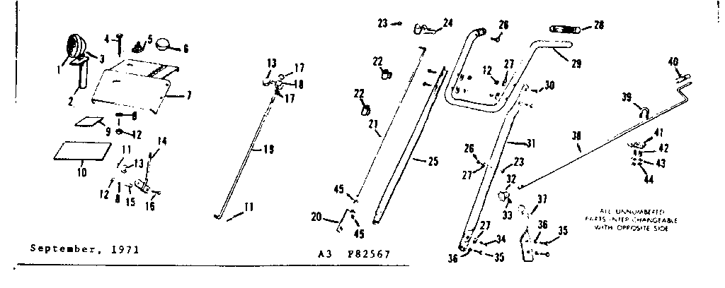 Craftsman 53682567 handle assembly diagram