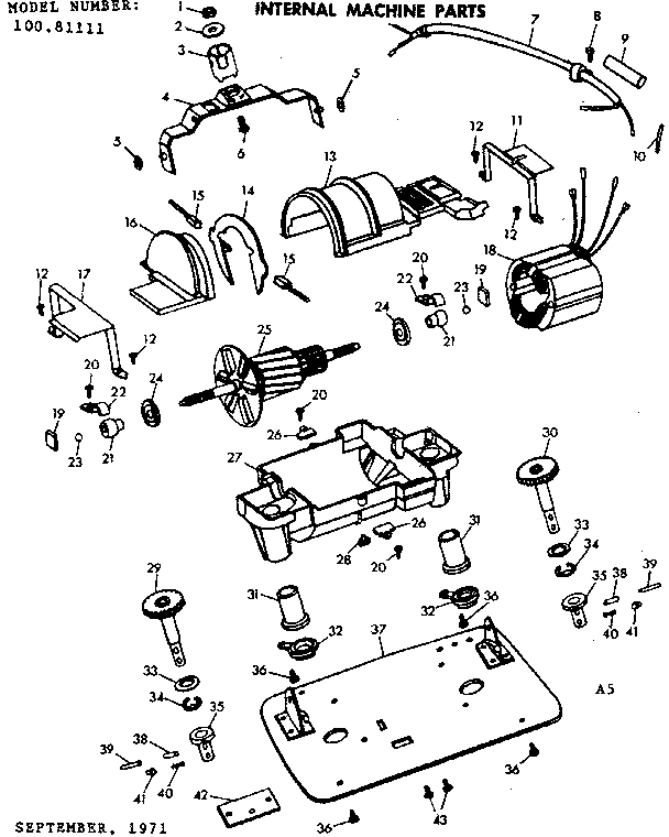 Kenmore 10081111 internal machine parts diagram