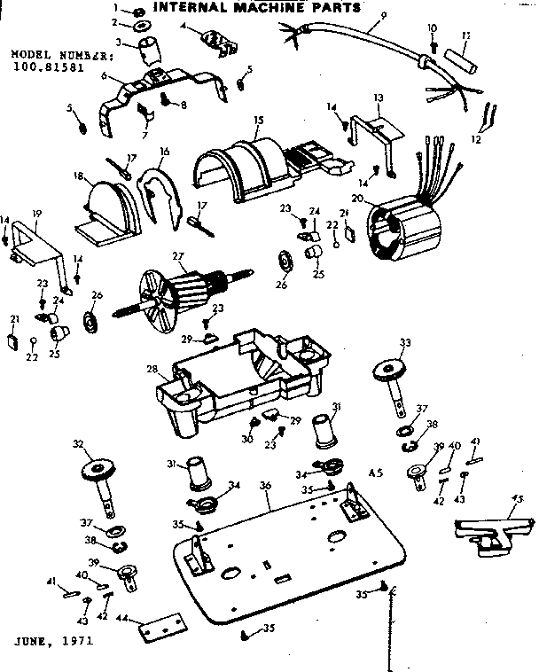 Kenmore 10081581 internal machine parts diagram