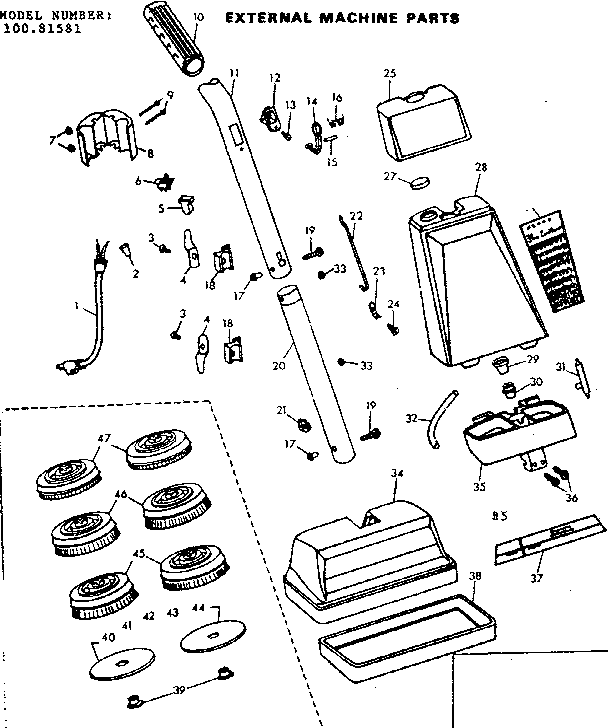 Kenmore 10081581 external machine parts diagram