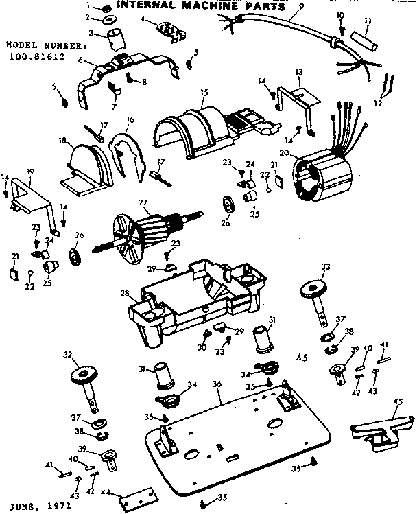 Kenmore 10081612 internal machine parts diagram