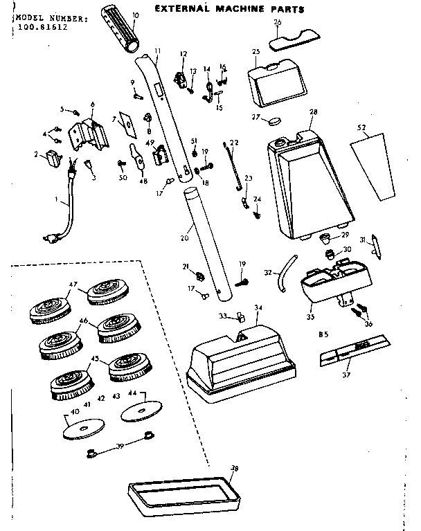 Kenmore 10081612 external machine parts diagram