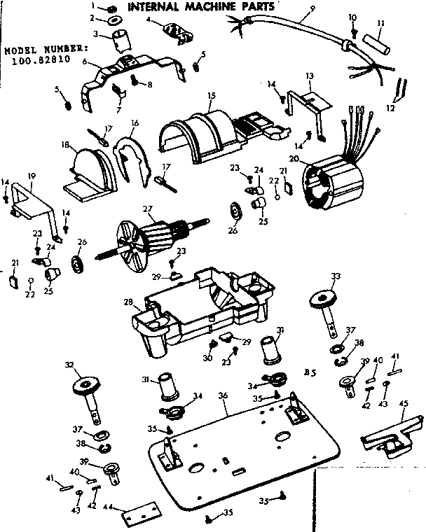 Kenmore 10082810 internal machine parts diagram