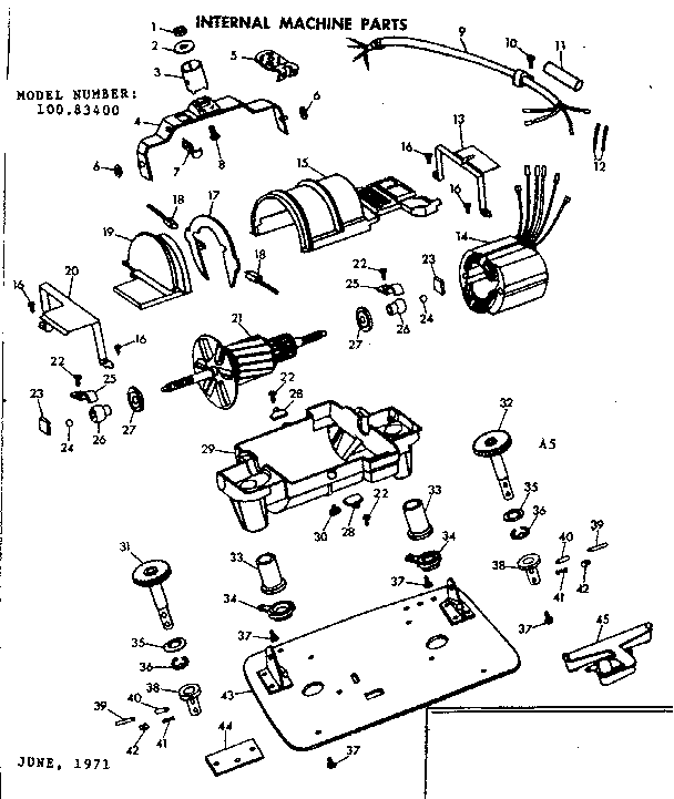 Kenmore 10083400 internal machine parts diagram