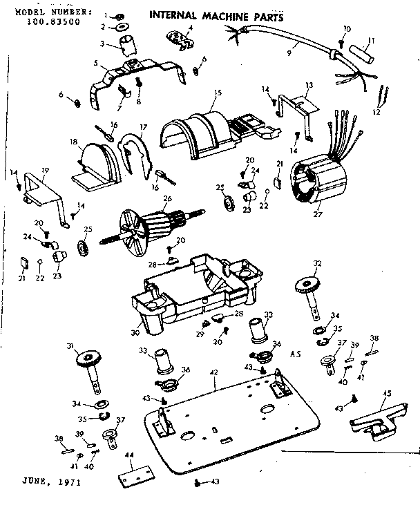 Kenmore 10083500 internal machine parts diagram