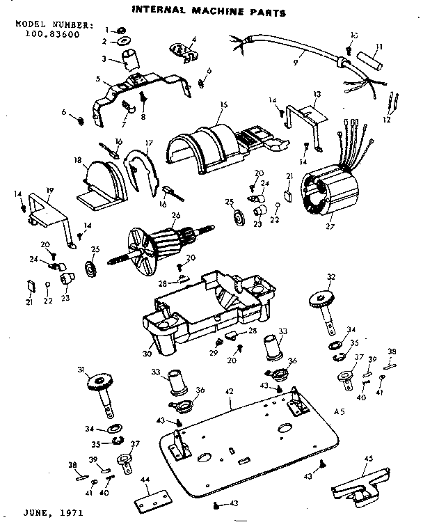 Kenmore 10083600 internal machine parts diagram